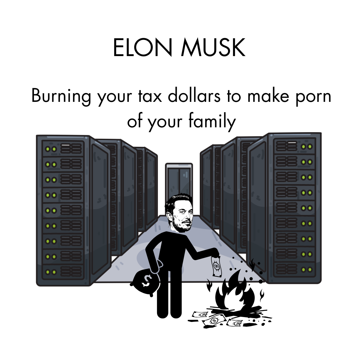 Elon's Tax $ Deep Fakes (Dirty Truth) Sticker